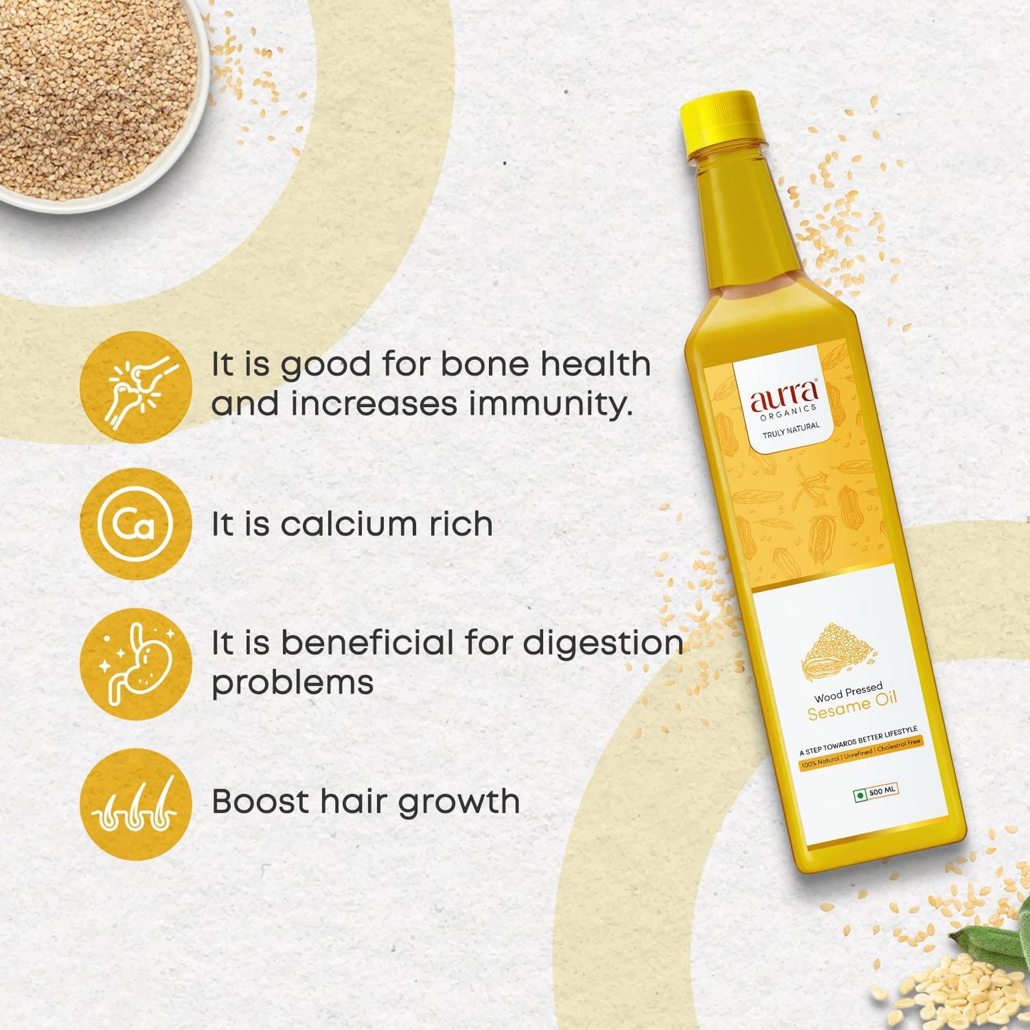 Aurra Organics- Cold Pressed Sesame(Gingelly) Oil
